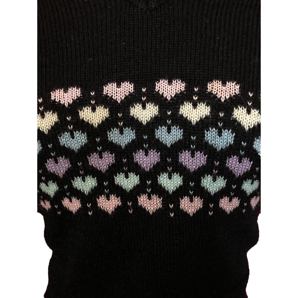 Vtg 80s Statement Sweater Vest Knit Pastel Hearts Grannycore Dark Kawaii s/m - Picture 2 of 10
